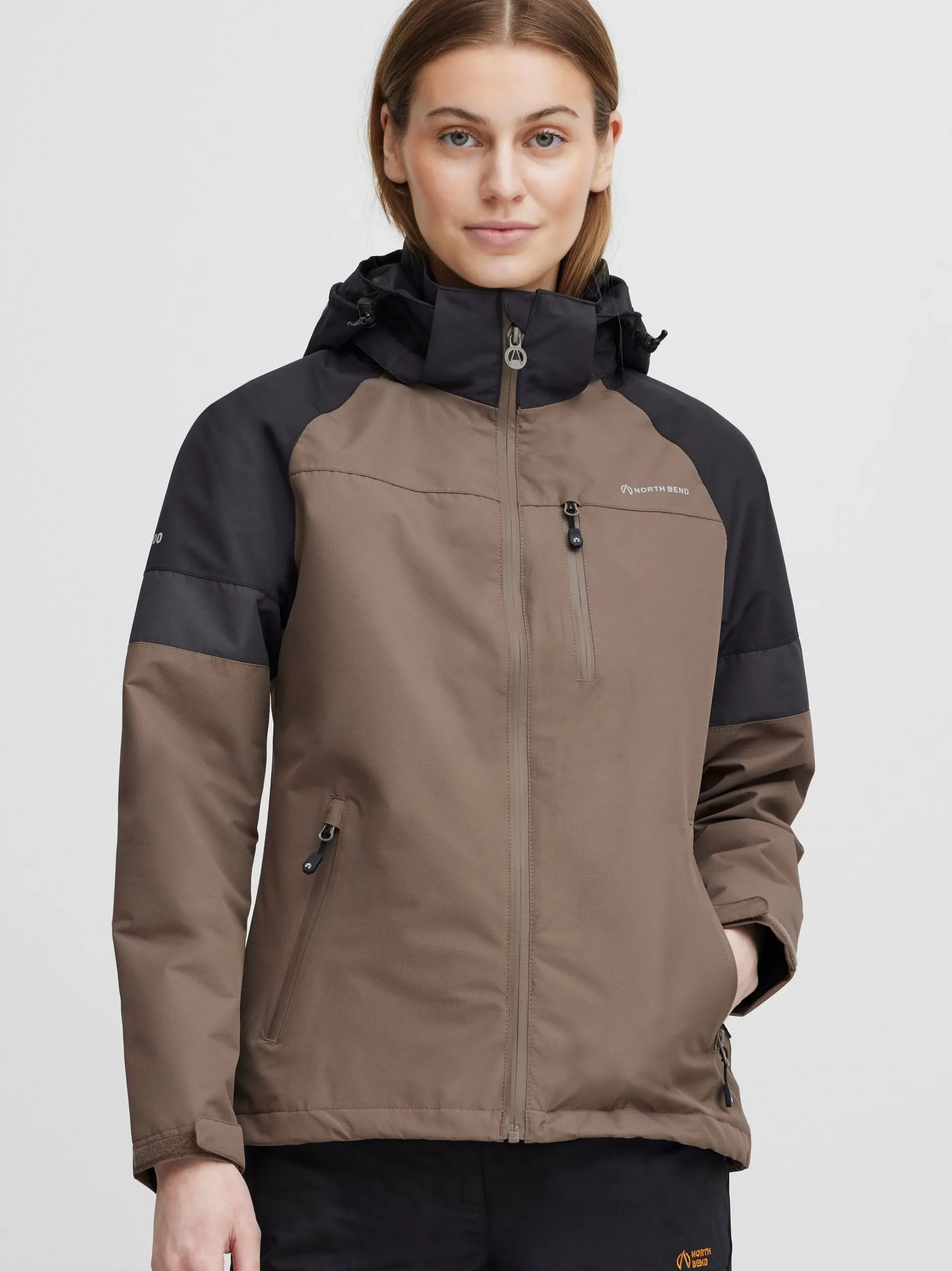 North Bend Damen Kurzjacke - NBToana W W-PRO 10.000 mit wasserdichter Beschichtung in grau
