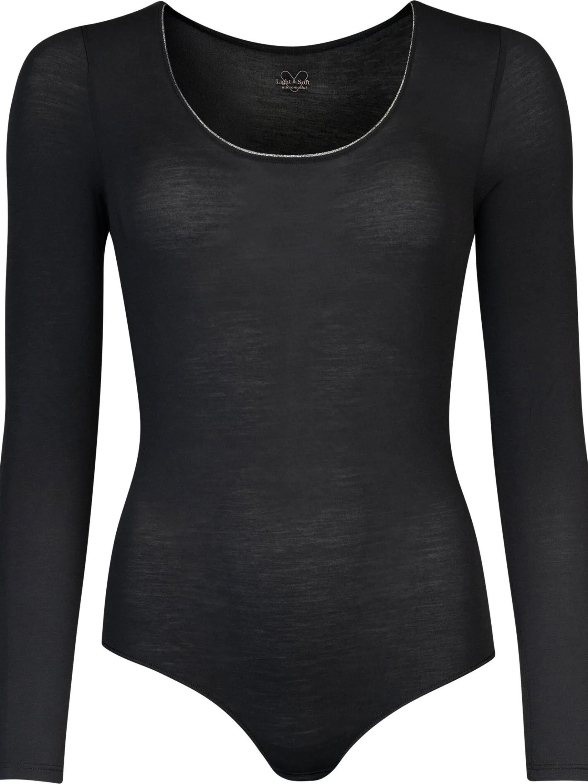 nurdie Damen Body mit Glitzer-Abschluss - NUR DIE x KILIAN KERNER in schwarz