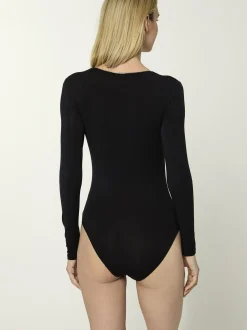 nurdie Damen Body mit Glitzer-Abschluss - NUR DIE x KILIAN KERNER in schwarz