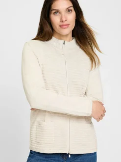 Olsen Damen Cardigan in ecru - Ausschnitt: Rundhals