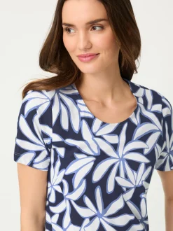 Olsen Damen Jerseykleid in marine blau - Ärmel: kurzarm