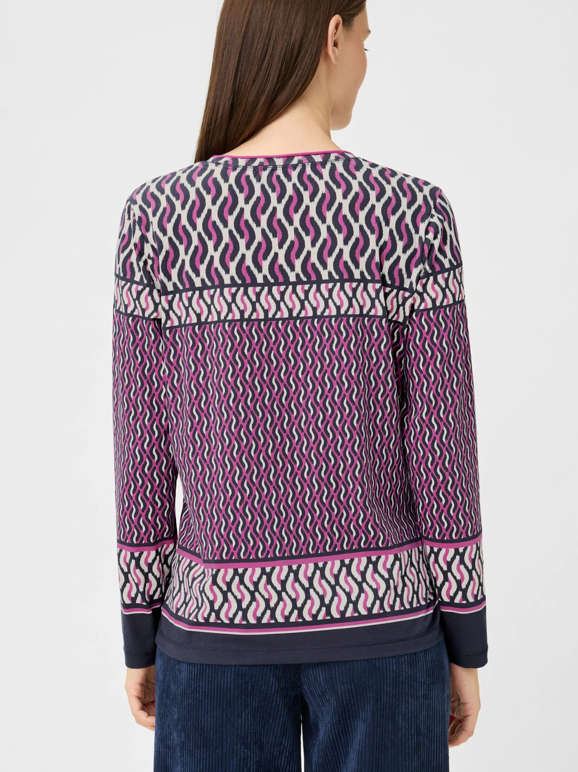Olsen Damen Langarmshirt in lila - Ausschnitt: Rundhals