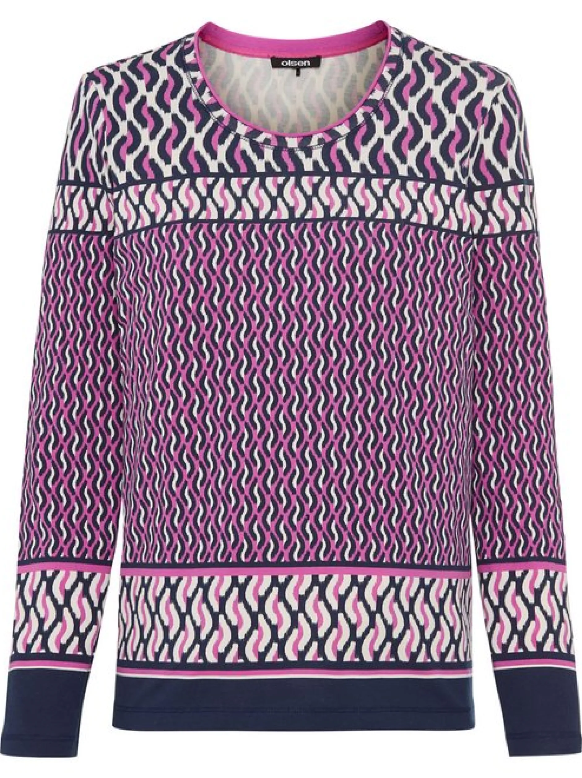 Olsen Damen Langarmshirt in lila - Ausschnitt: Rundhals