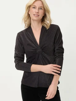 Olsen Damen Langarmshirt in schwarz - Ärmel: kurzarm