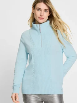 Olsen Damen Strickpullover in blau - Ärmel: langarm