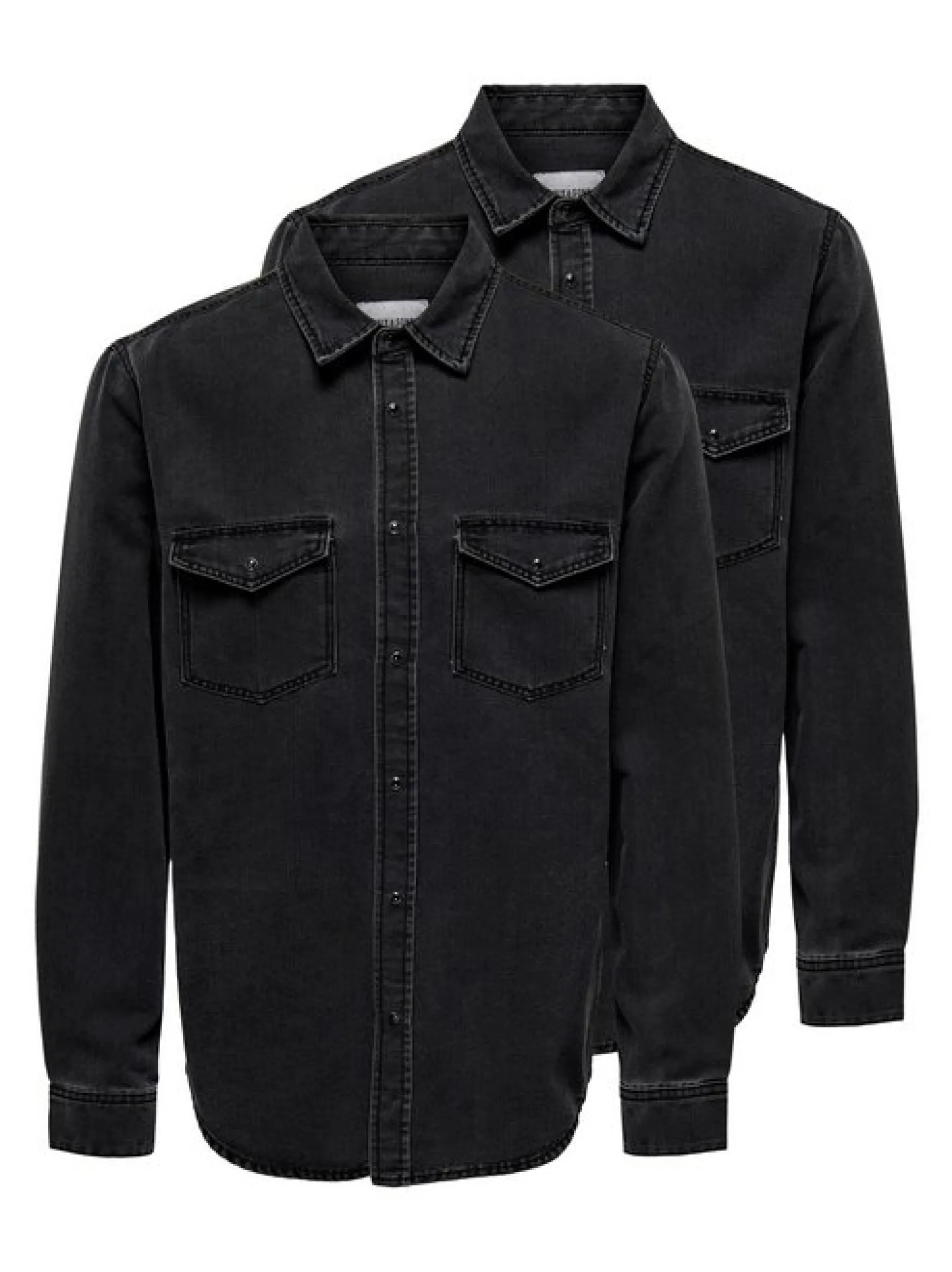 Only&Sons Herren Jeanshemd - 2er Pack Bane in grau