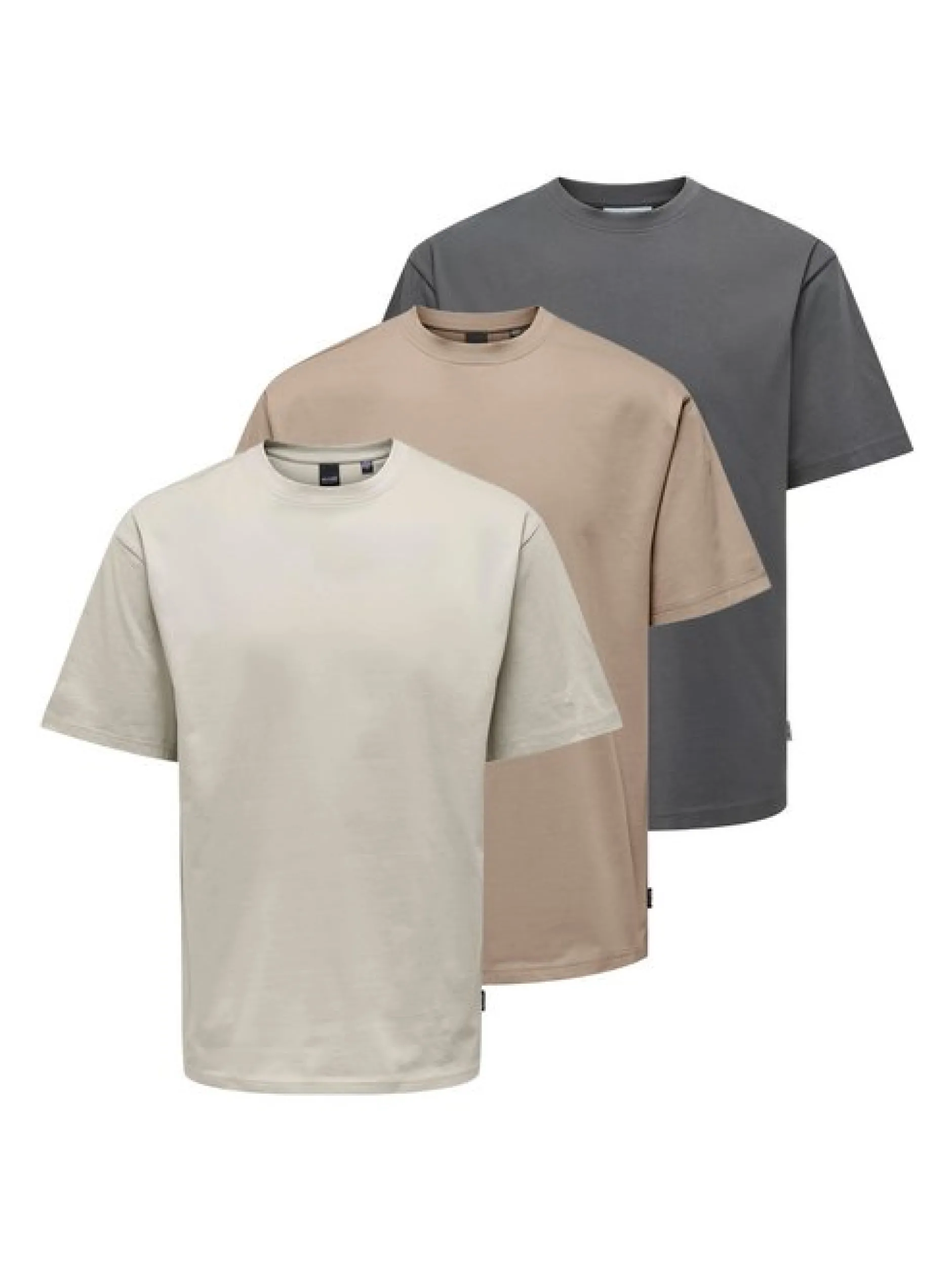 Only&Sons Herren T-Shirt - 3er Pack Onsfred in braun