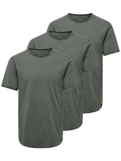 Only&Sons Herren T-Shirt - 3er Pack ONSBENNE in grau