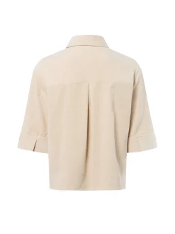 Opus Damen Cord-Hemdbluse - Faisa in beige