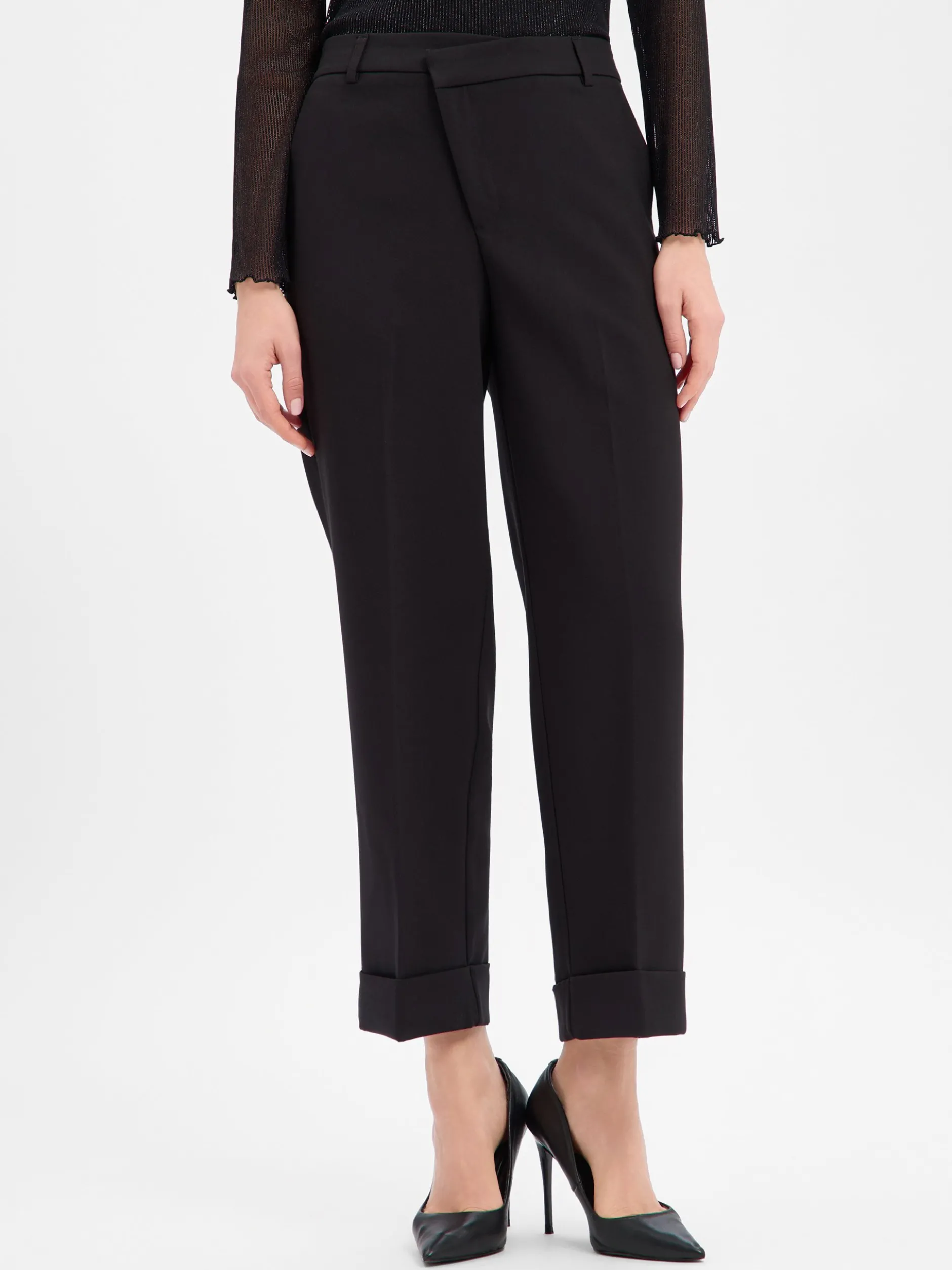 Opus Damen Stoffhose - Meeri crisscross in schwarz