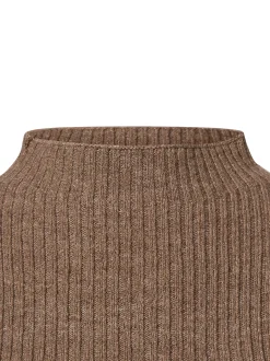 Opus Damen Strickpullover mit Mohair- und Wollanteil - Pedgi in taupe