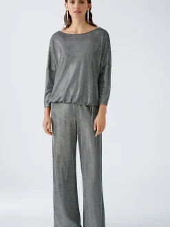Oui Damen Hose in grau