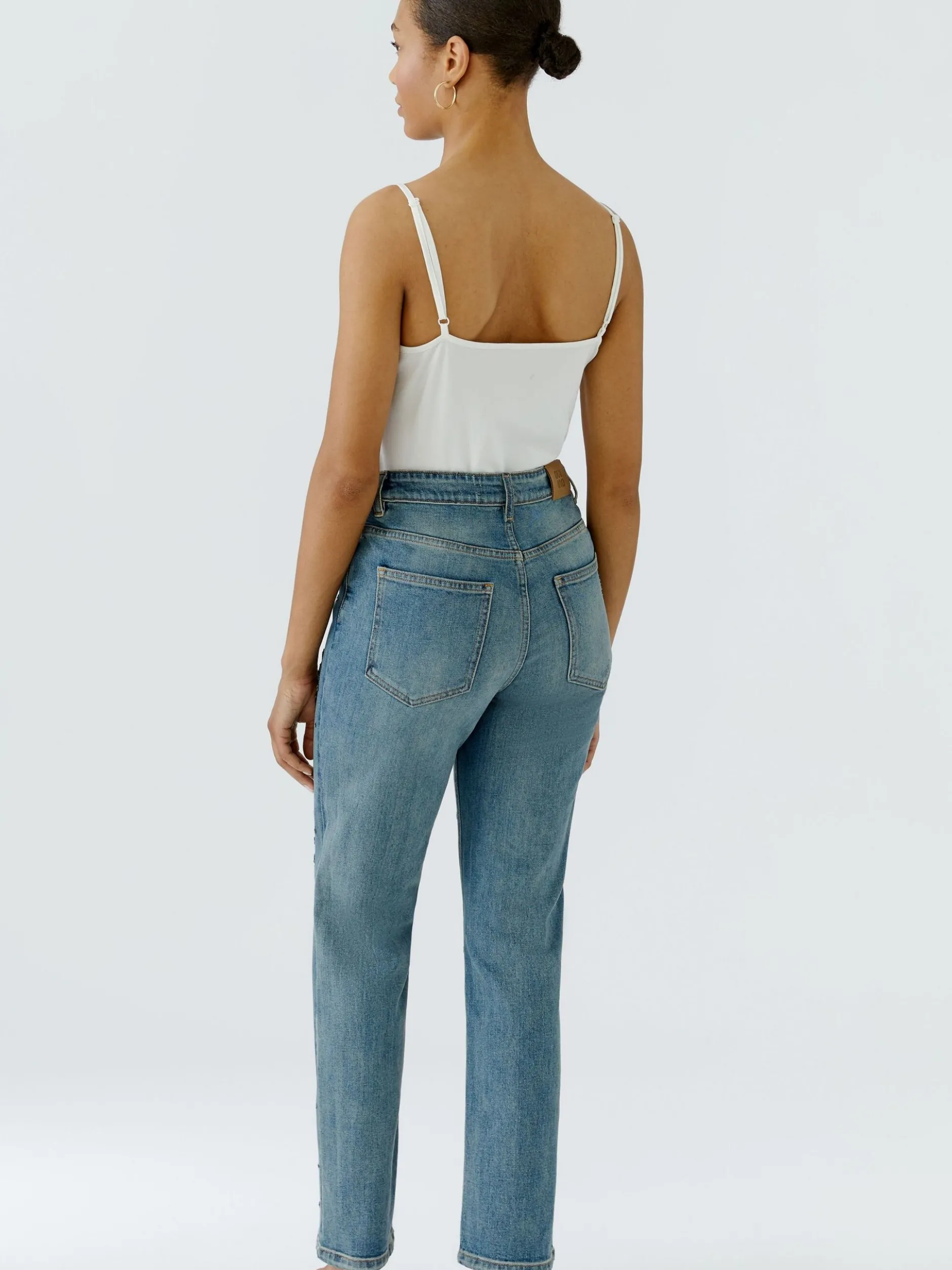 Oui Damen Jeans Relaxed in blau