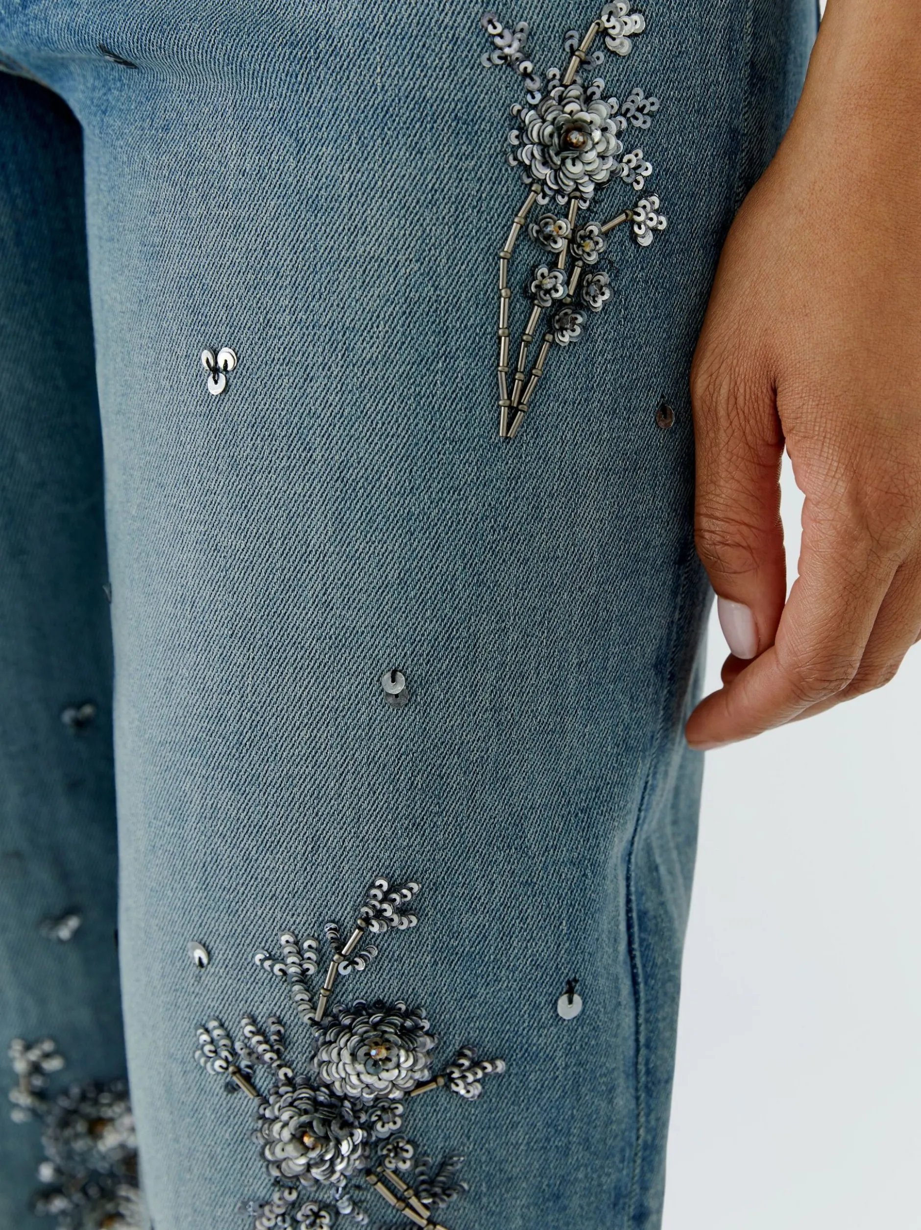 Oui Damen Jeans Relaxed in blau