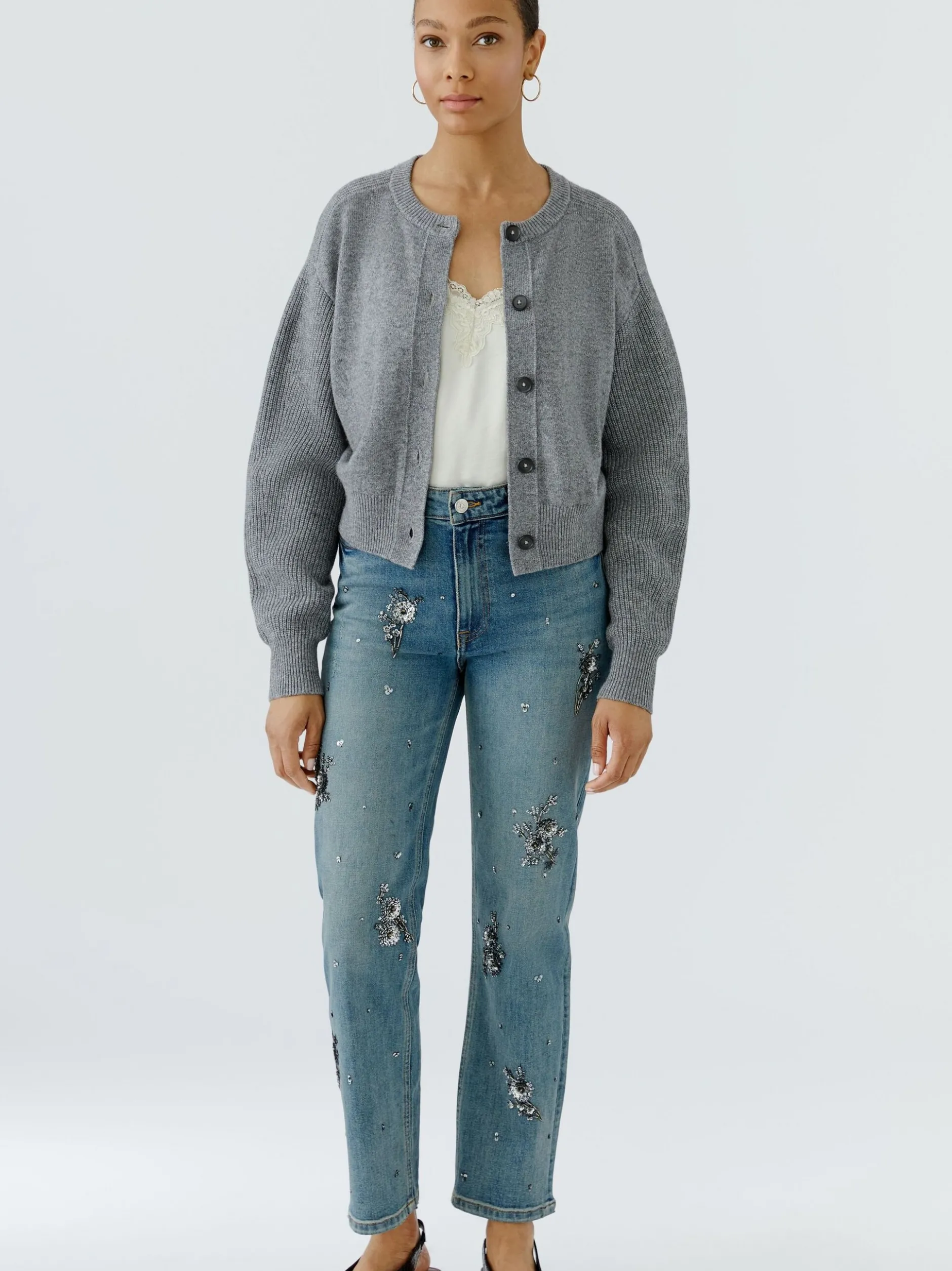 Oui Damen Jeans Relaxed in blau