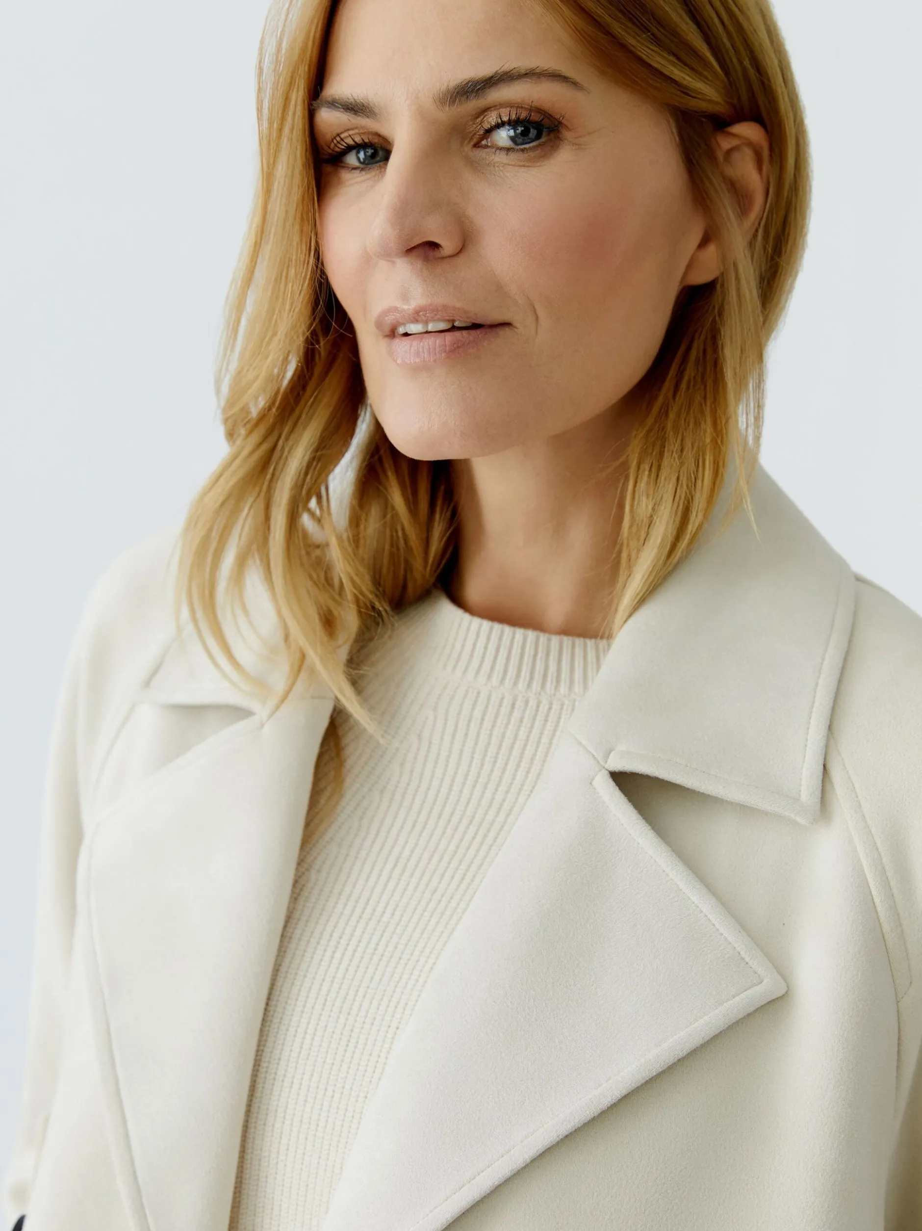Oui Damen Kunstlederjacke in weiß