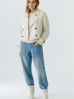 Oui Damen Kunstlederjacke in weiß
