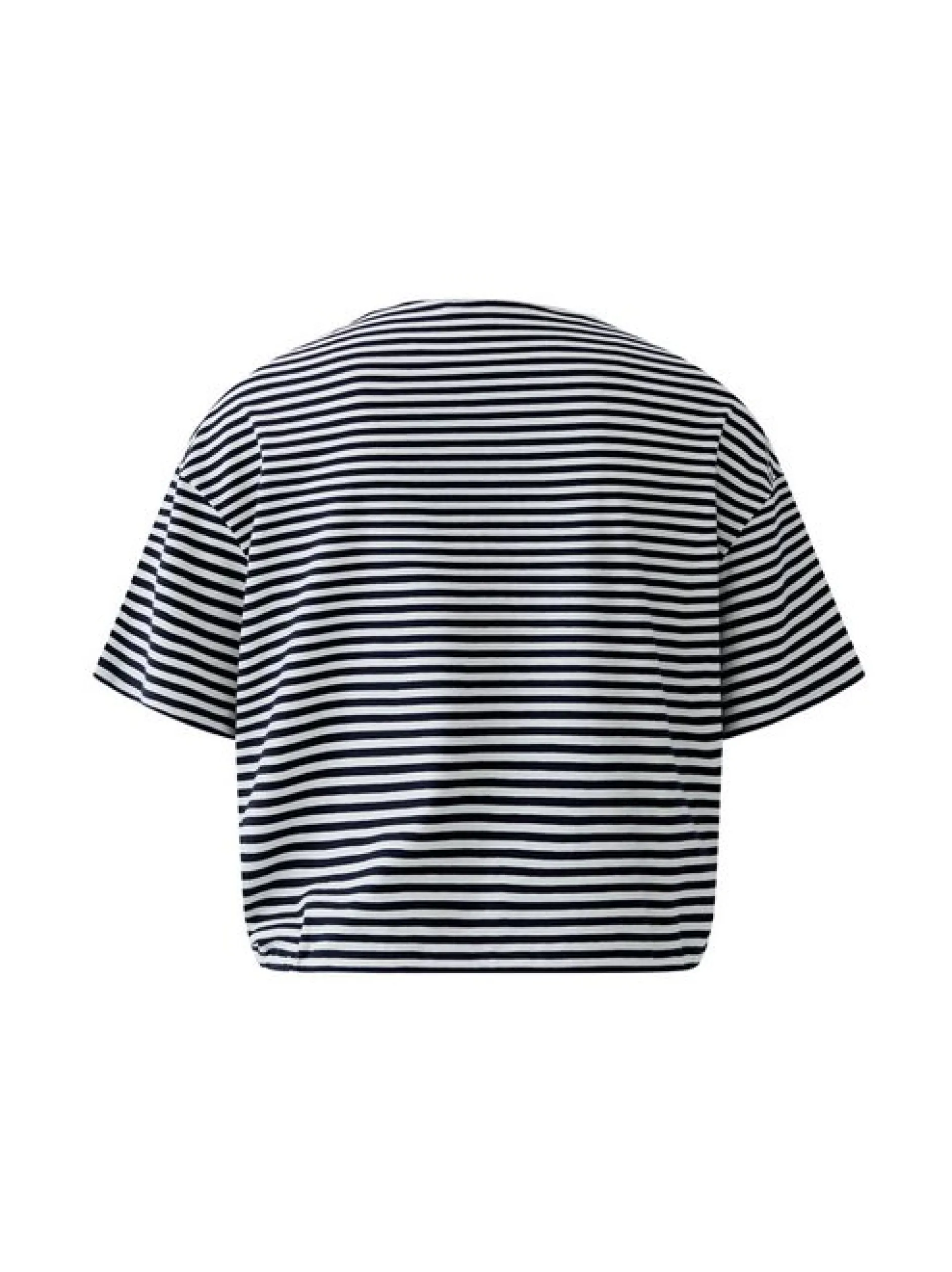 Oui Damen Poloshirt in blau weiß - Ärmel: Halbarm