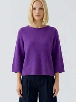 Oui Damen Pullover in purple - Ausschnitt: U-Boot