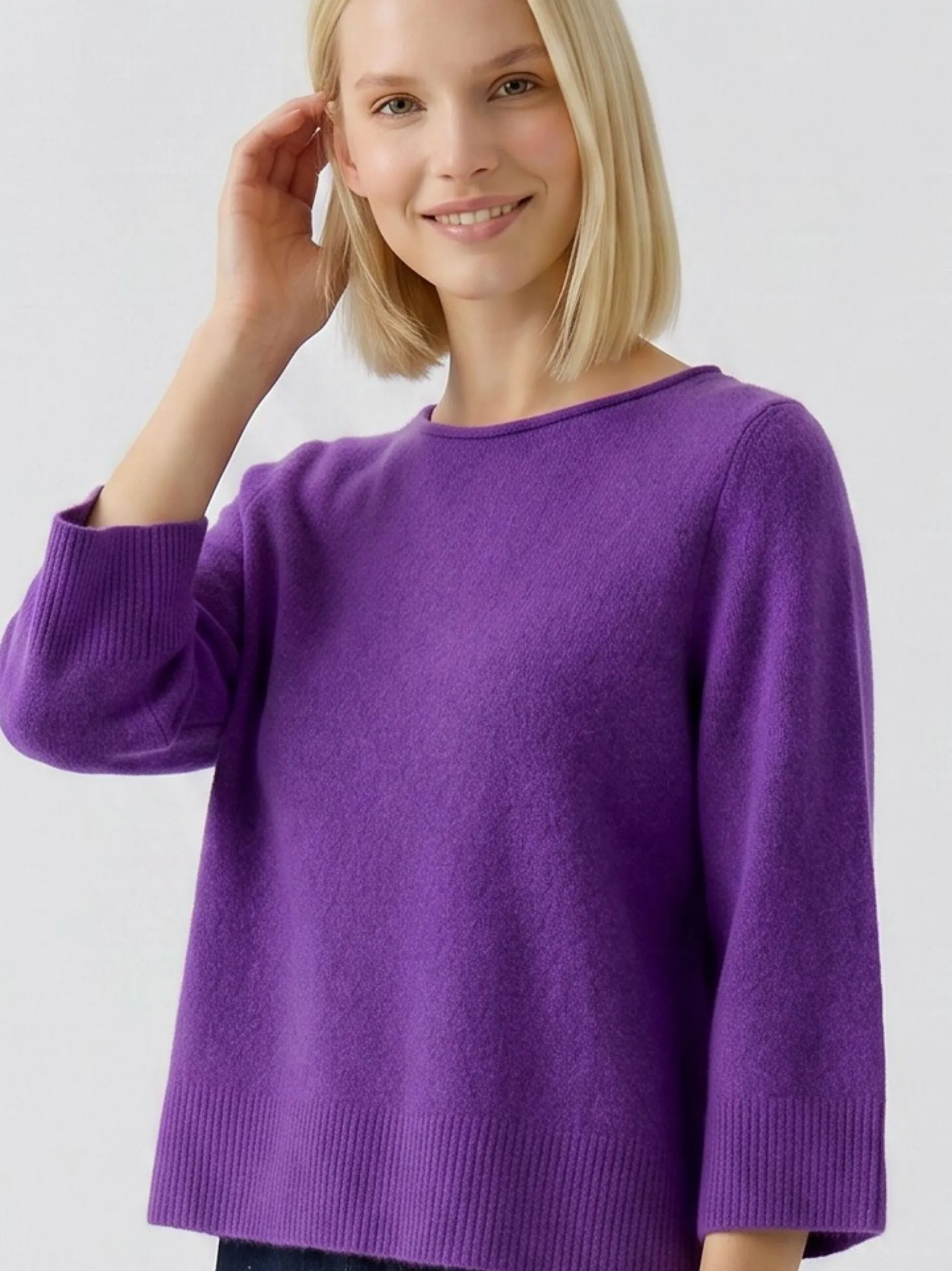 Oui Damen Pullover in purple - Ausschnitt: U-Boot