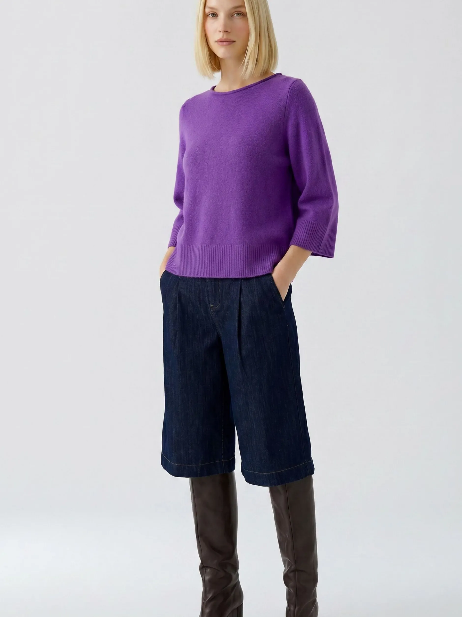 Oui Damen Pullover in purple - Ausschnitt: U-Boot