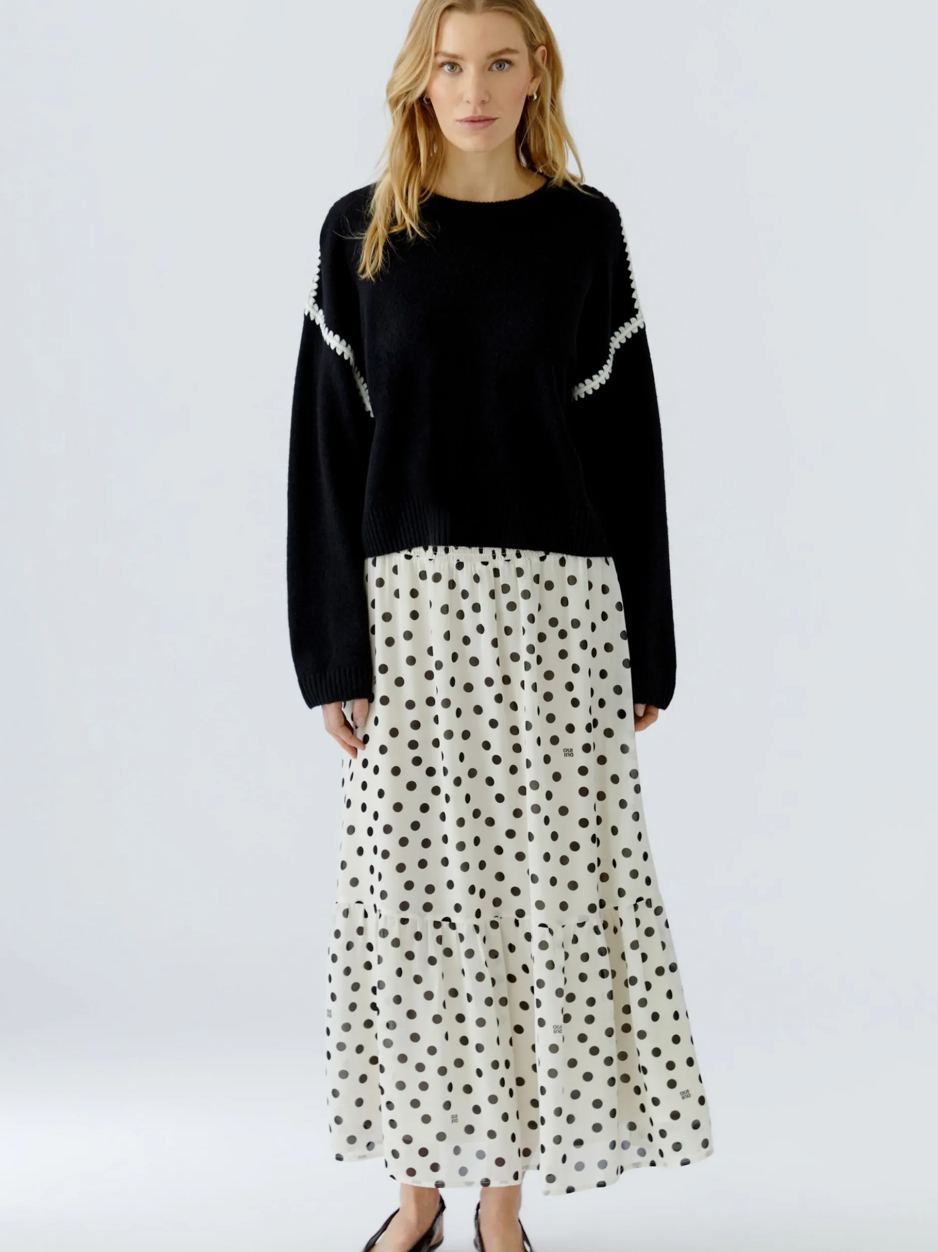 Oui Damen Pullover in schwarz - Ausschnitt: Rundhals