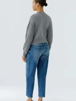 Oui Damen Strickjacke in grau - Ausschnitt: Rundhals