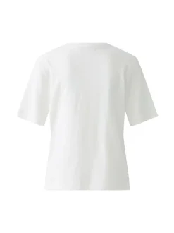 Oui Damen T-Shirt in ecru - Ausschnitt: Rundhals