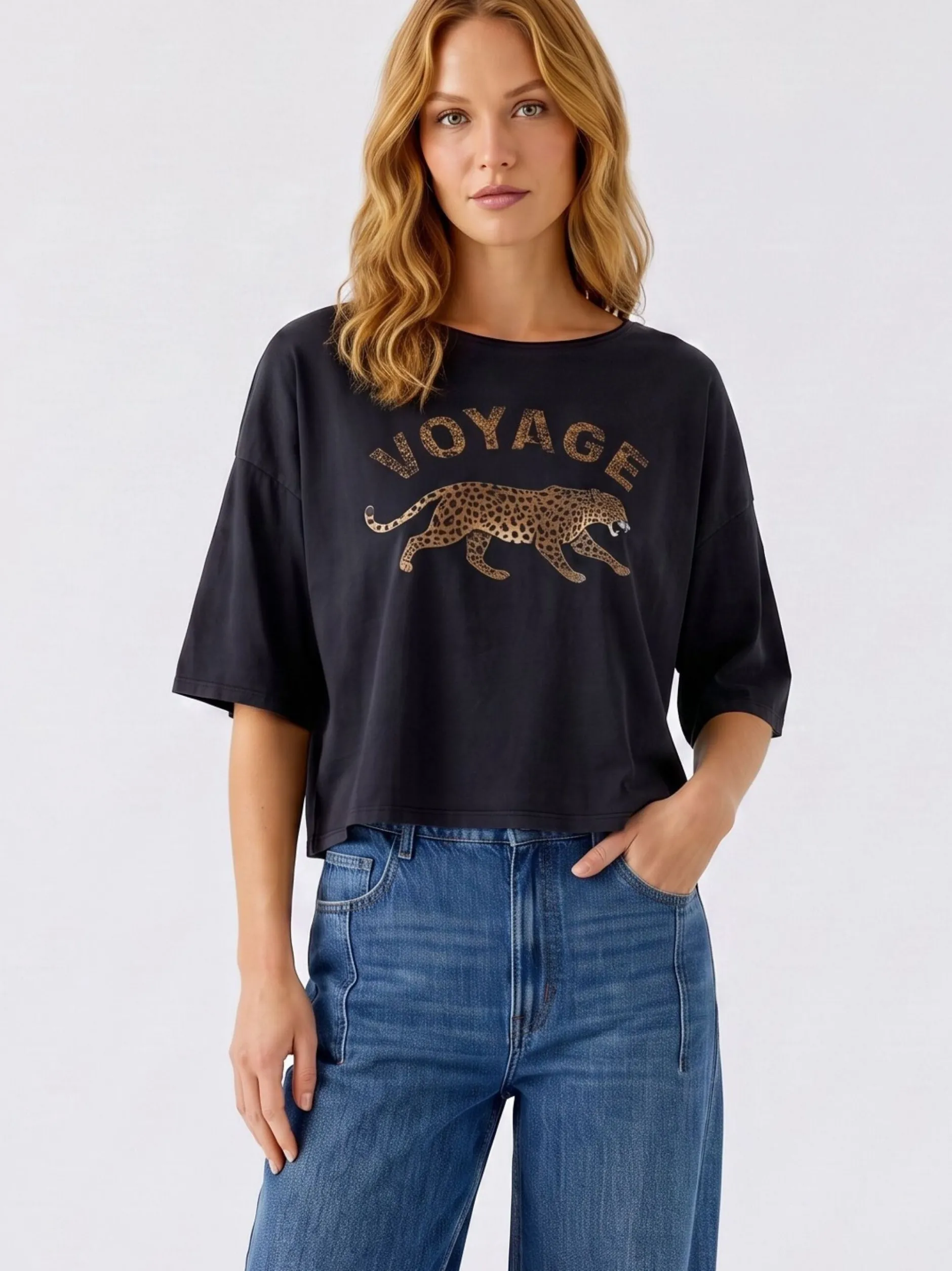 Oui Damen T-Shirt in schwarz - Ausschnitt: U-Boot
