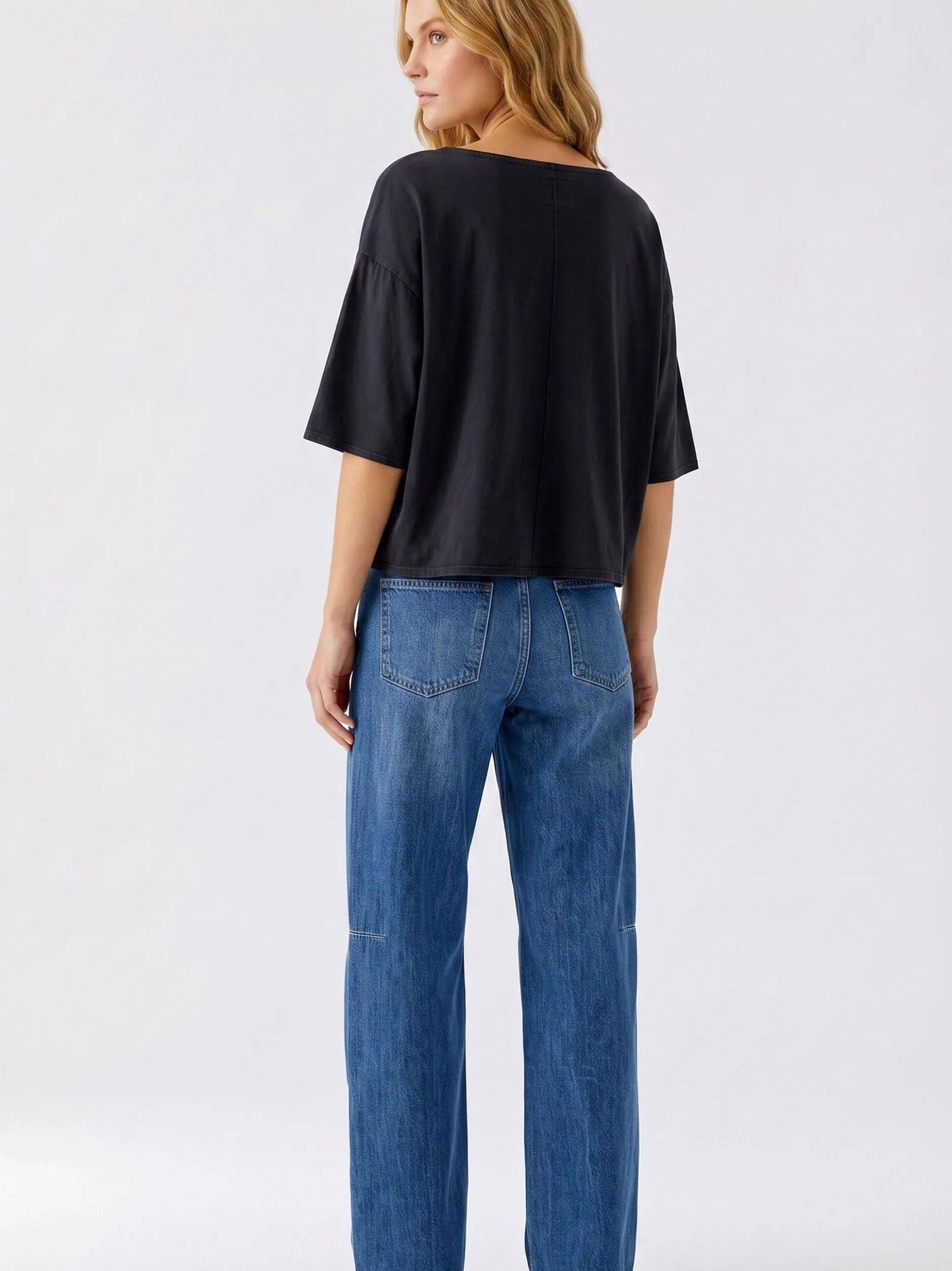 Oui Damen T-Shirt in schwarz - Ausschnitt: U-Boot