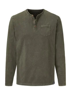Paddock`s Herren Langarmshirt - Regular Fit in oliv