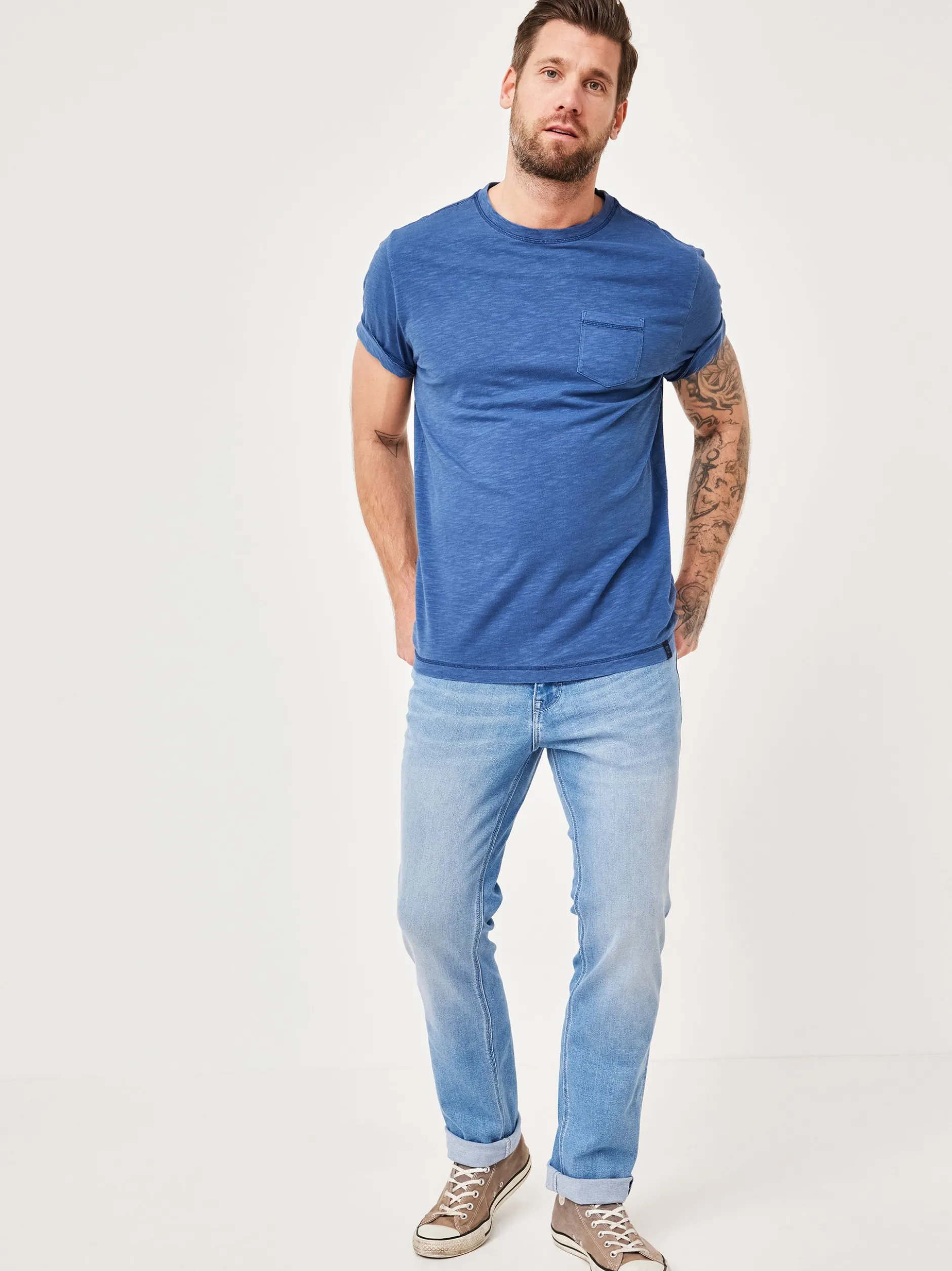 Paddock`s Herren 5-Pocket Jeans - PIPE Slim Fit in bleached