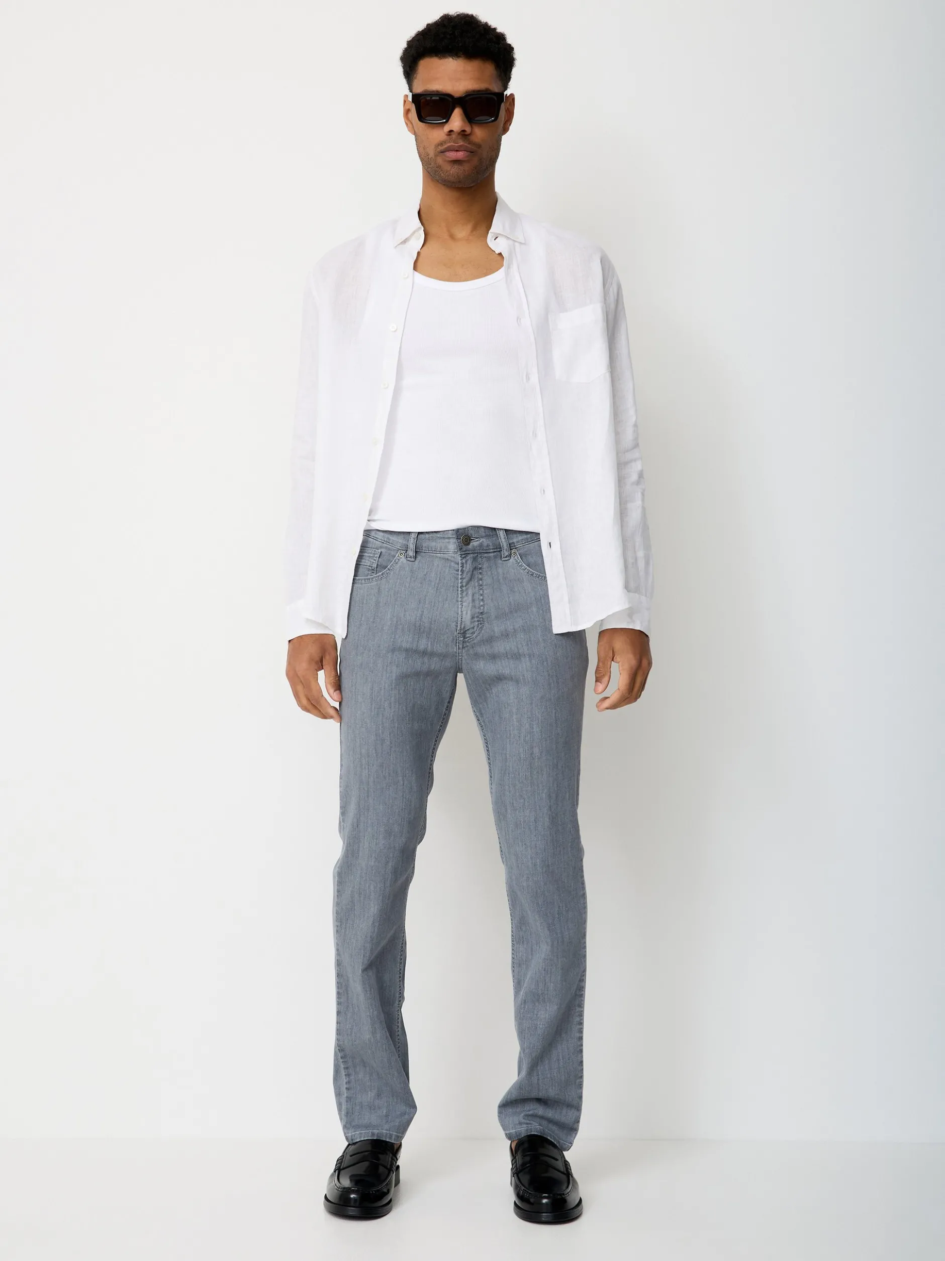 Paddock`s Herren 5-Pocket Jeans - PIPE Slim Fit in hellgrau