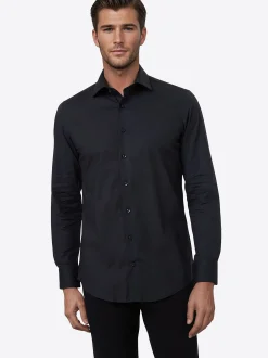 Pierre Cardin Herren Hemd in schwarz - Ärmel: langarm