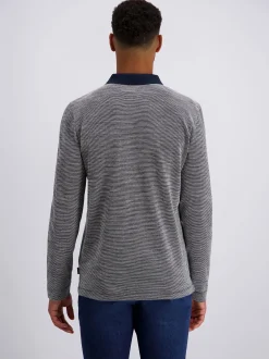 Pierre Cardin Herren Langarm-Poloshirt in blau