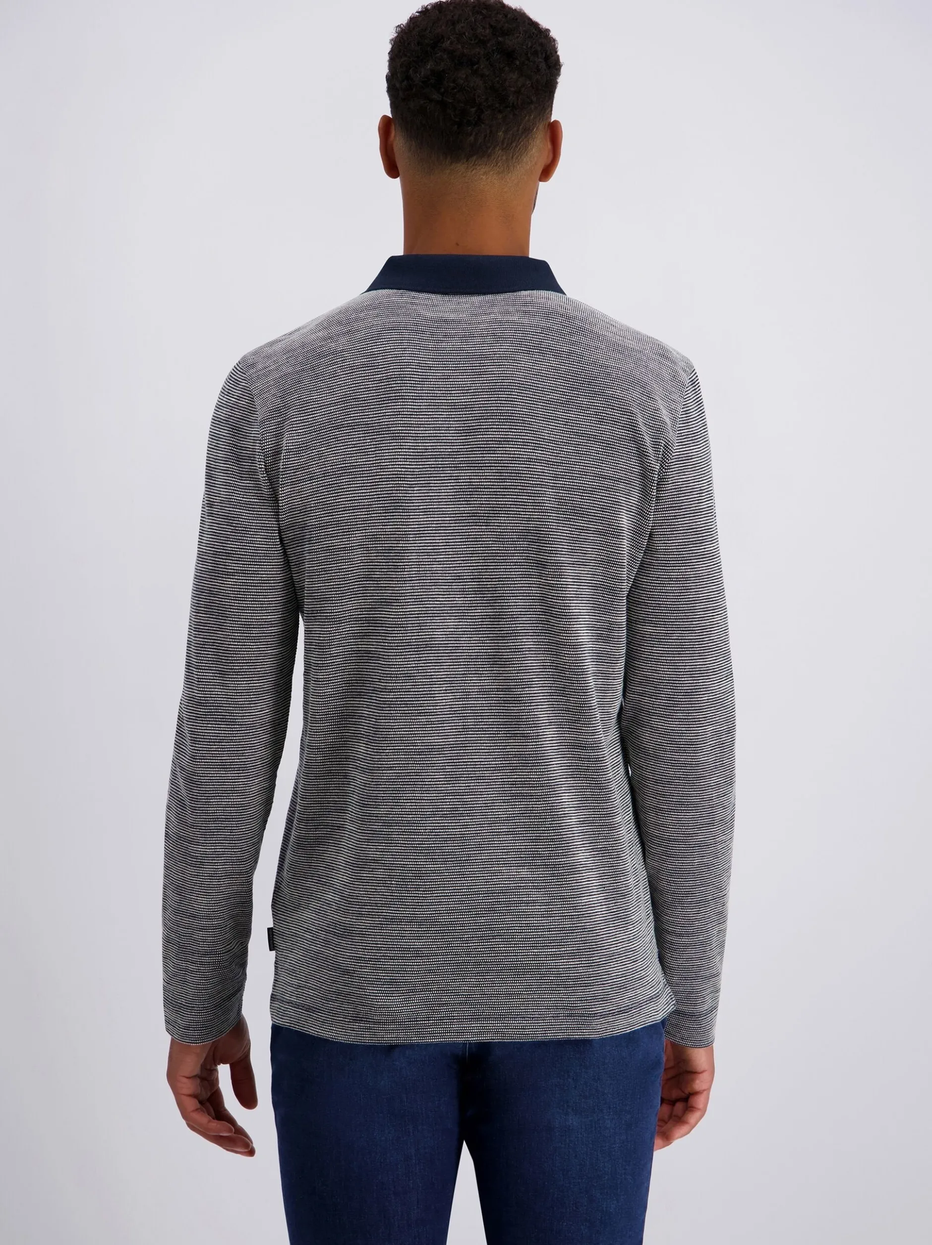 Pierre Cardin Herren Langarm-Poloshirt in blau