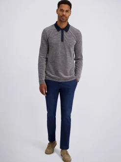 Pierre Cardin Herren Langarm-Poloshirt in blau