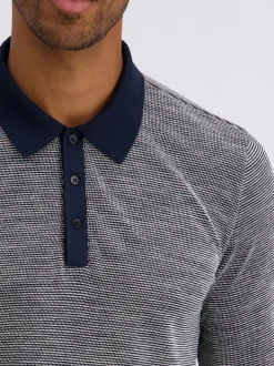 Pierre Cardin Herren Langarm-Poloshirt in blau