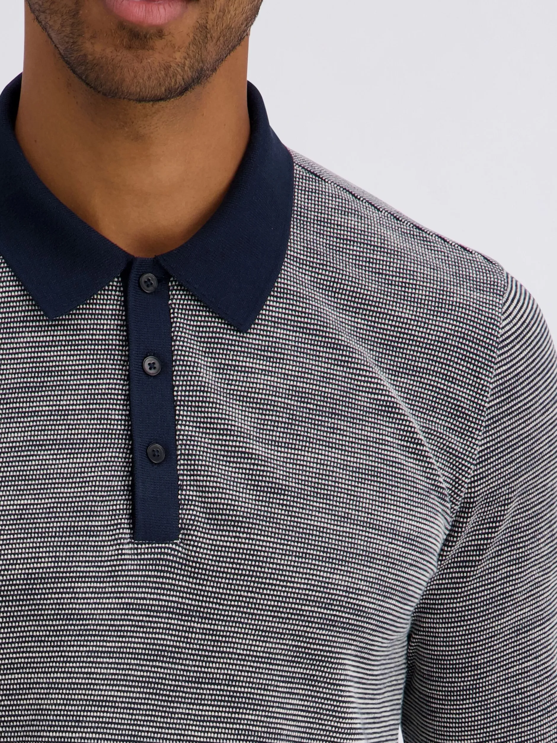 Pierre Cardin Herren Langarm-Poloshirt in blau