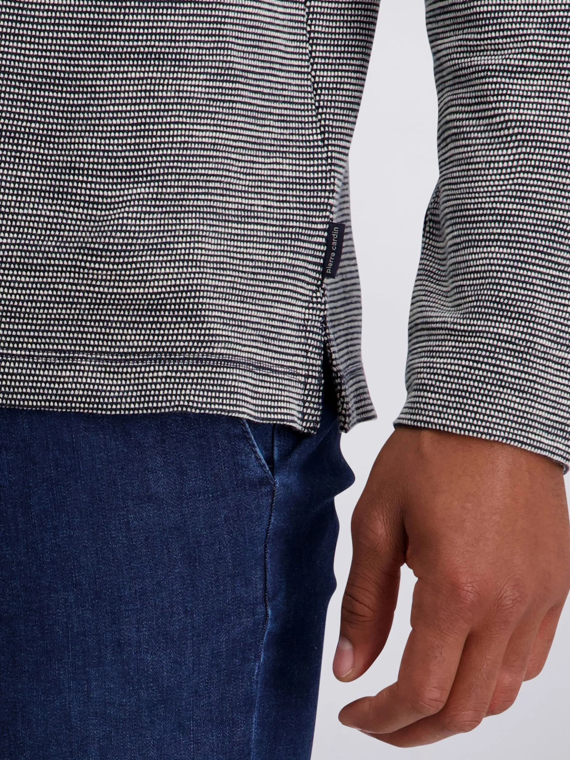 Pierre Cardin Herren Langarm-Poloshirt in blau