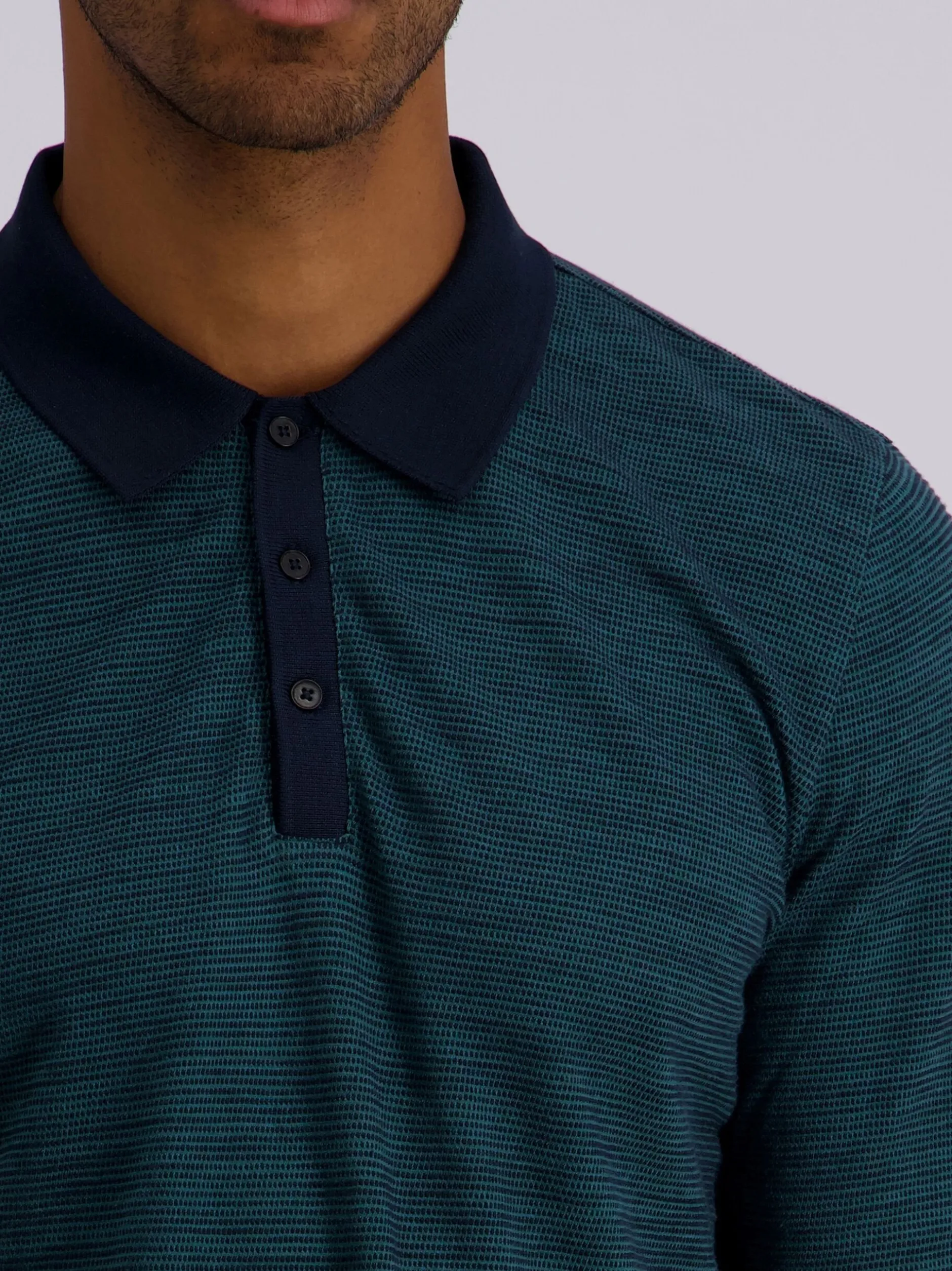 Pierre Cardin Herren Langarm-Poloshirt in grün