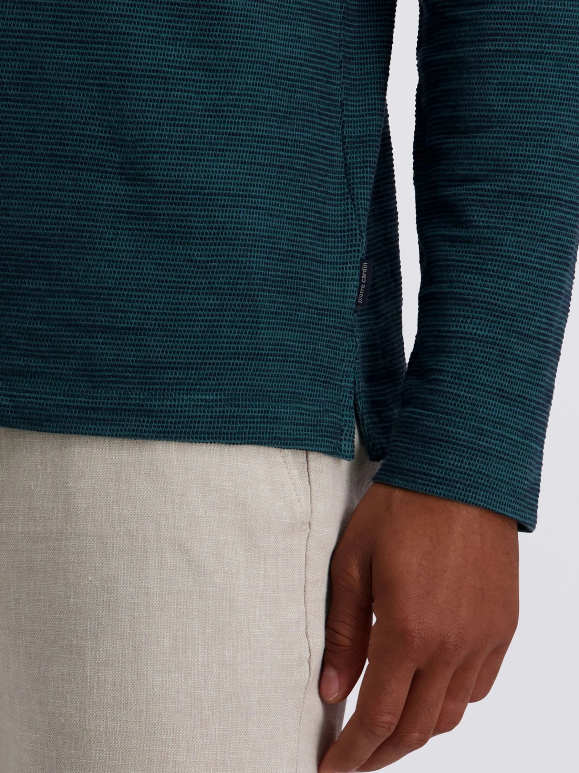 Pierre Cardin Herren Langarm-Poloshirt in grün