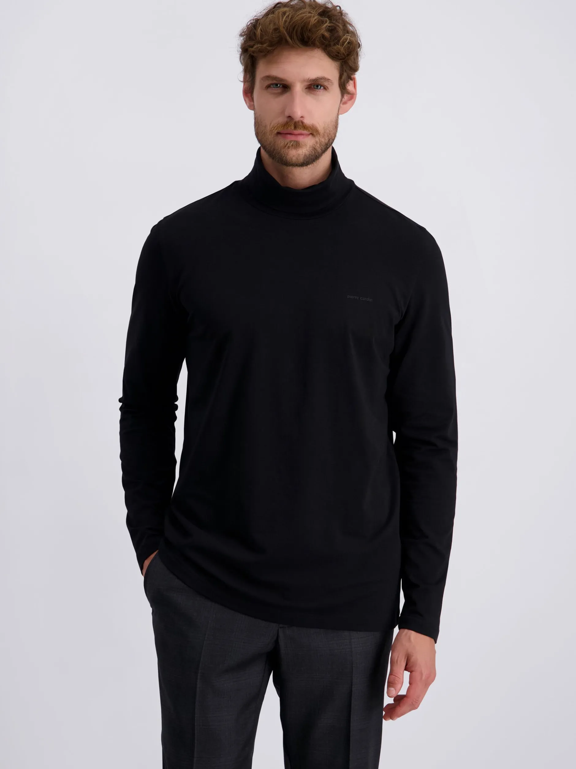 Pierre Cardin Herren Langarmshirt in schwarz