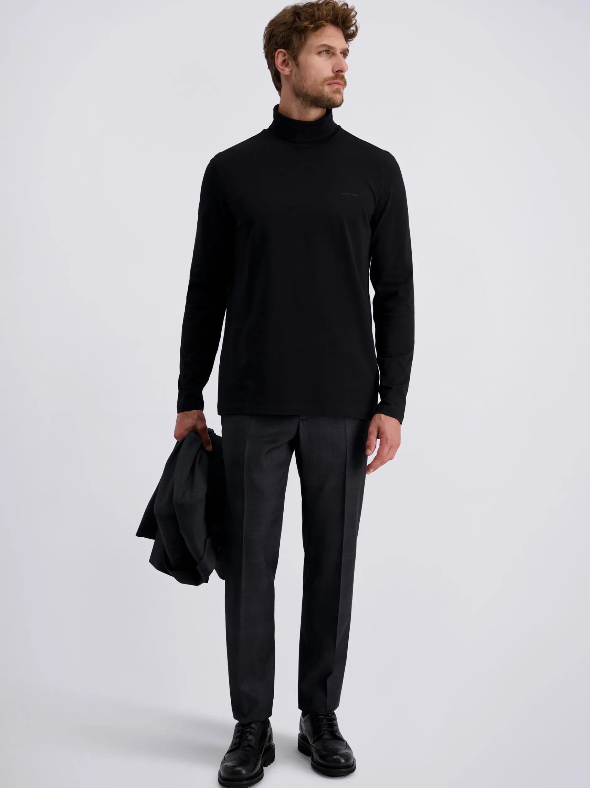 Pierre Cardin Herren Langarmshirt in schwarz