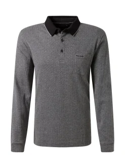 Pierre Cardin Herren Polo in schwarz - Ärmel: langarm