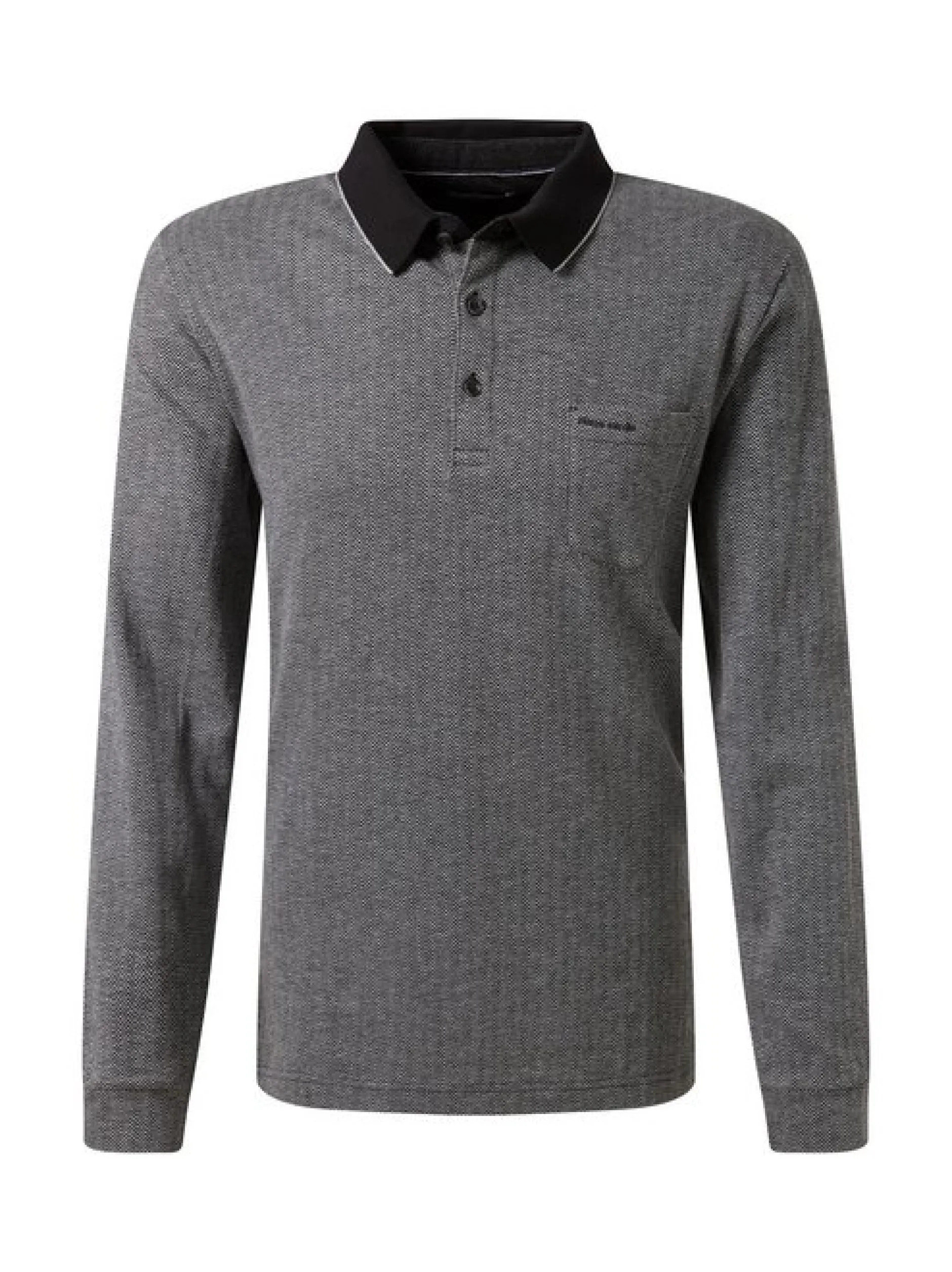 Pierre Cardin Herren Polo in schwarz - Ärmel: langarm