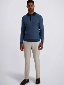 Pierre Cardin Herren Poloshirt in blau - Ärmel: langarm