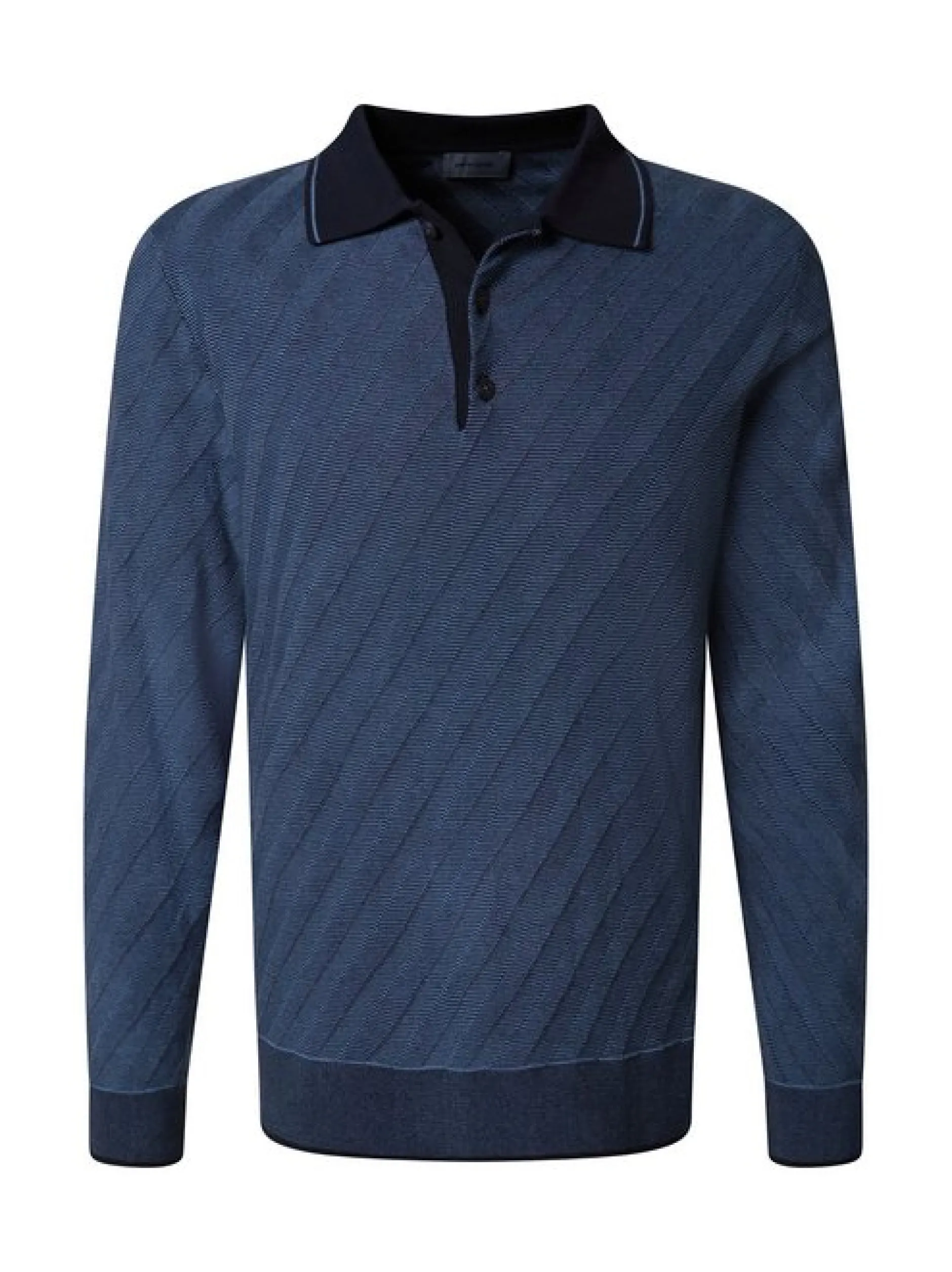 Pierre Cardin Herren Poloshirt in blau - Ärmel: langarm