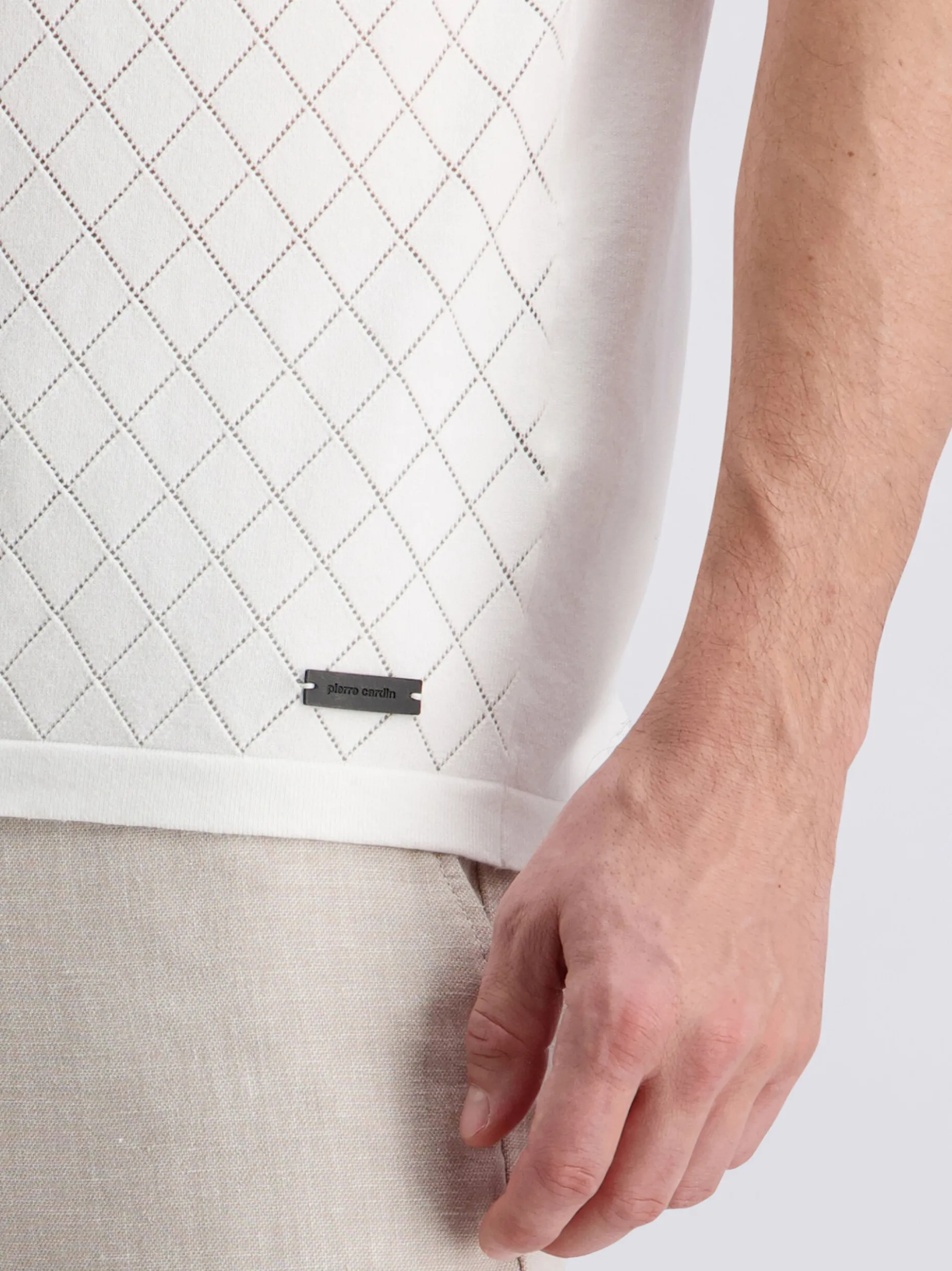 Pierre Cardin Herren Poloshirt in weiß - Ärmel: kurzarm