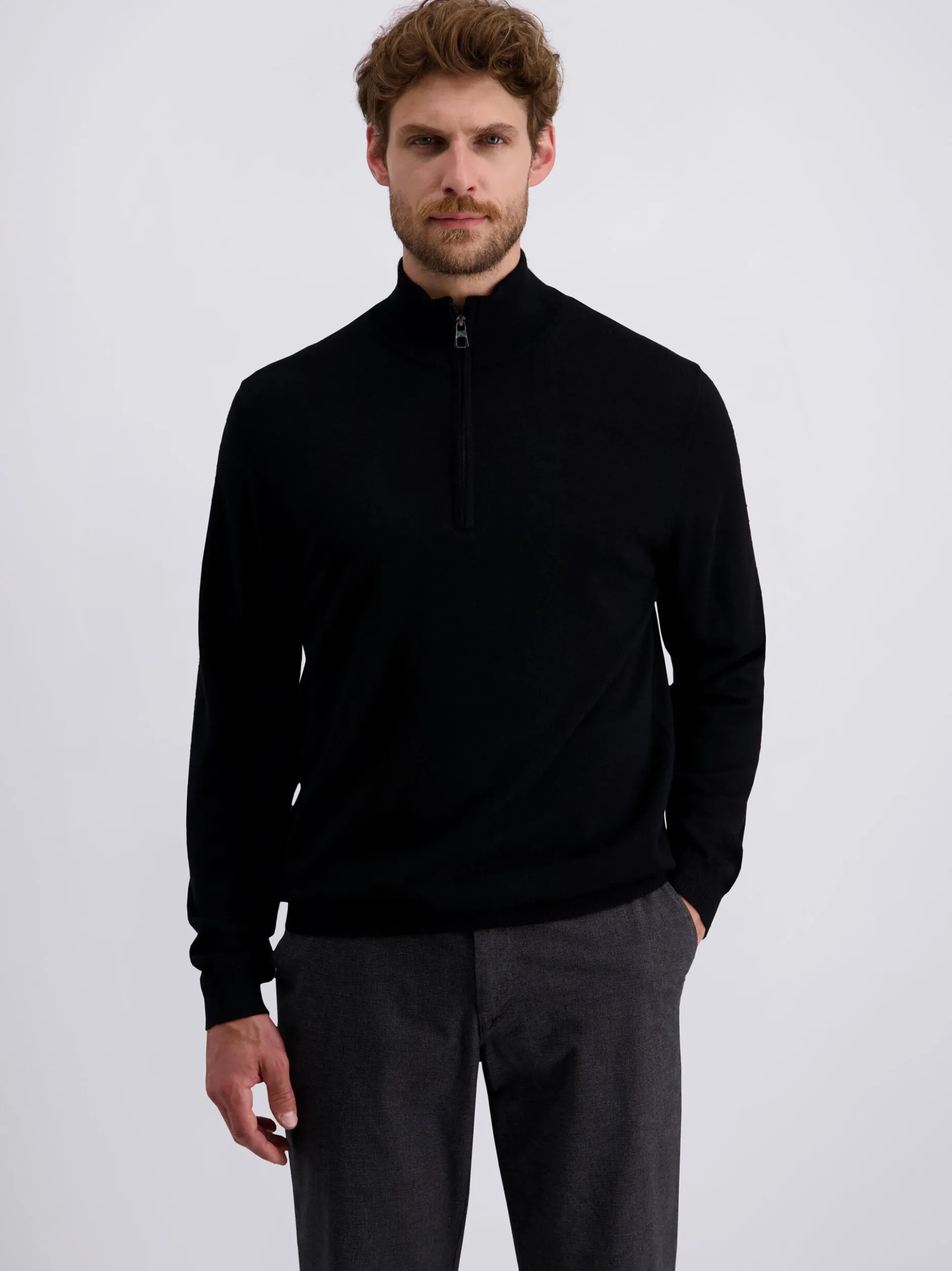Pierre Cardin Herren Wollpullover in schwarz